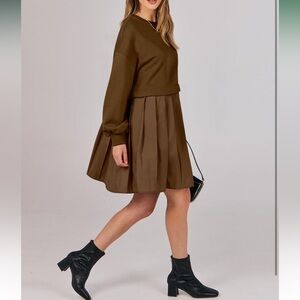 Brown Long Sleeve Dress